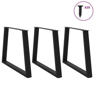 V-Shape Dining Table Legs – 3 pcs Black Steel 100x(72-73.3) cm