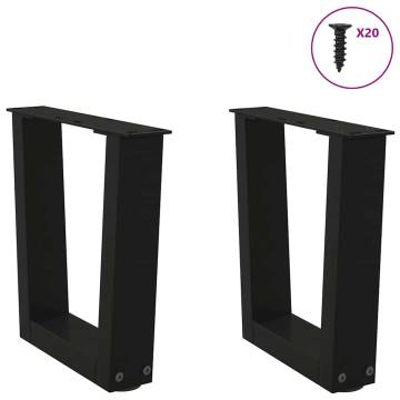 V-Shape Dining Table Legs (2 pcs) - Black Steel 40x(30-31.3) cm