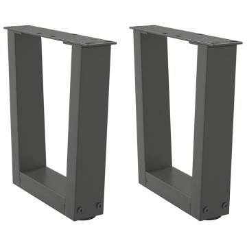 V-Shape Dining Table Legs - 2 pcs Anthracite Steel