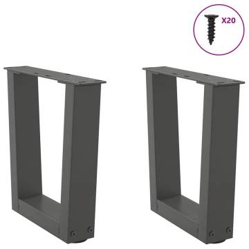 V-Shape Dining Table Legs - 2 pcs Anthracite Steel