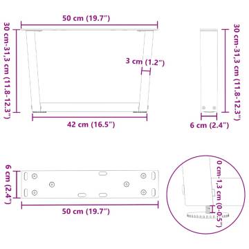 V-Shape Dining Table Legs (2 pcs) - Anthracite Steel 50x30-31.3 cm