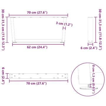 V-Shape Dining Table Legs - Natural Steel (2 pcs) | HipoMarket