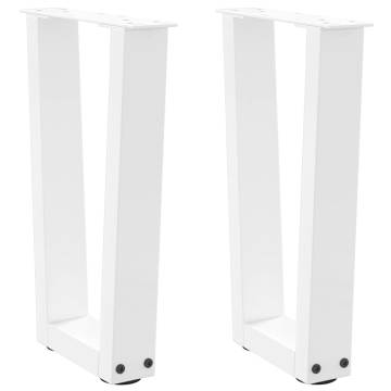 Dining Table Legs V-Shape - Stylish White Steel - 2 pcs