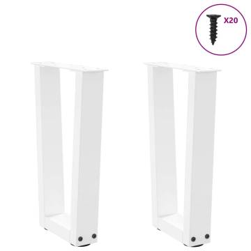 Dining Table Legs V-Shape - Stylish White Steel - 2 pcs