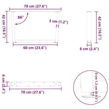 V-Shape Dining Table Legs - Anthracite Steel - 2 pcs