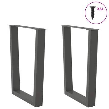 V-Shape Dining Table Legs - Anthracite Steel 70x(72-73.3) cm