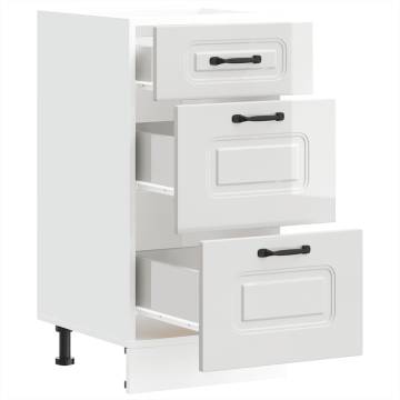 Kalmar High Gloss White Kitchen Base Cabinet | Hipo Market