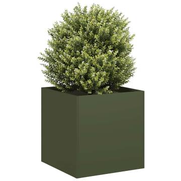 Stylish Olive Green Planter - 40x40x40 cm Cold-Rolled Steel