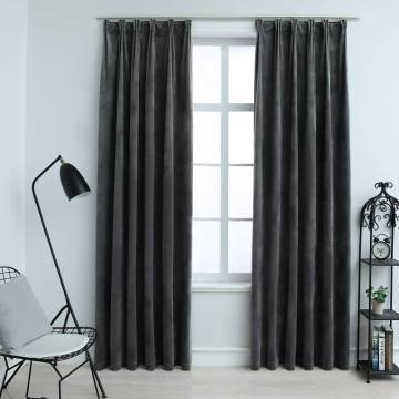 Elegant Blackout Curtains - Velvet Anthracite, 2 pcs - 140x175 cm