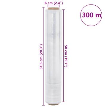 Stretch Film 6 pcs Transparent - 50 cm x 300 m for Safe Storage