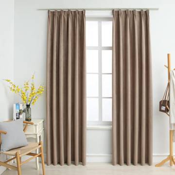 Elegant Taupe Blackout Curtains with Hooks - 140x175 cm