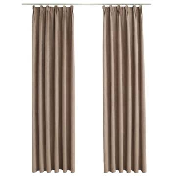 Elegant Taupe Blackout Curtains with Hooks - 140x175 cm