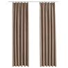 Elegant Taupe Blackout Curtains with Hooks - 140x175 cm