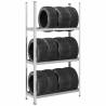  3-Layer Tyre Shelf Silver 110x40x200 cm Steel Size 110 x 40 x 200 cm Quantity in Package 1 Amount 