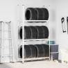 3-Layer Tyre Shelf Silver - Durable Steel Garage Storage Solution