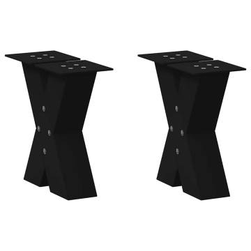 X-Shaped Coffee Table Legs - Black Steel (30x30 cm) - 2 pcs