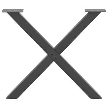 X-Shaped Coffee Table Legs, Anthracite Steel - 2 pcs