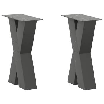 X-Shaped Coffee Table Legs - Anthracite Steel 38x(42-43) cm