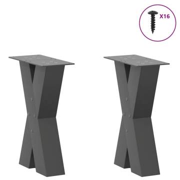 X-Shaped Coffee Table Legs - Anthracite Steel 38x(42-43) cm