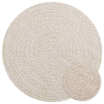 Rug ZIZUR Cream Ø 90 cm - Jute Look Indoor & Outdoor