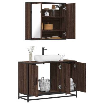 Stylish 2 Piece Bathroom Furniture Set - Brown Oak