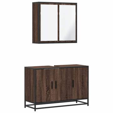 Stylish 2 Piece Bathroom Furniture Set - Brown Oak