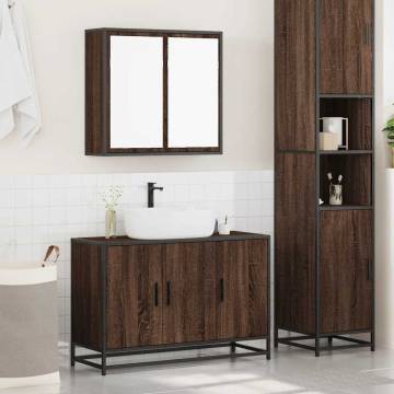 Stylish 2 Piece Bathroom Furniture Set - Brown Oak