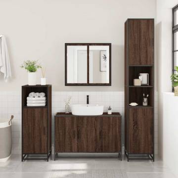 Stylish 2 Piece Bathroom Furniture Set - Brown Oak