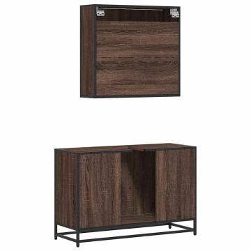 Stylish 2 Piece Bathroom Furniture Set - Brown Oak