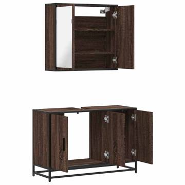 Stylish 2 Piece Bathroom Furniture Set - Brown Oak