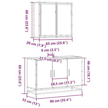 Stylish 2 Piece Bathroom Furniture Set - Brown Oak