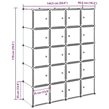 Storage Cube Organiser with 20 Cubes and Hanging Rods - Hipo Market