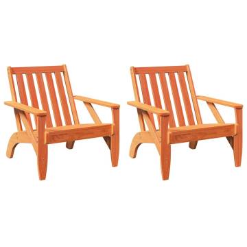 Garden Adirondack Chairs 2 pcs - Wax Brown Solid Wood | Hipo Market