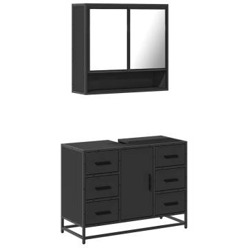 2 Piece Black Bathroom Furniture Set | Engineered Wood Design