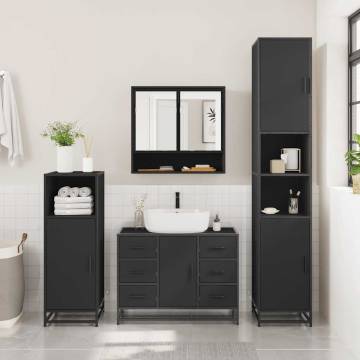 2 Piece Black Bathroom Furniture Set | Engineered Wood Design