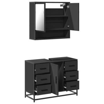 2 Piece Black Bathroom Furniture Set | Engineered Wood Design