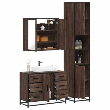 4 Piece Brown Oak Bathroom Furniture Set - Stylish & Durable