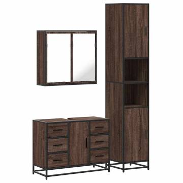 4 Piece Brown Oak Bathroom Furniture Set - Stylish & Durable