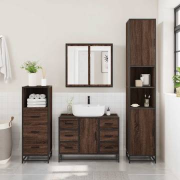 4 Piece Brown Oak Bathroom Furniture Set - Stylish & Durable