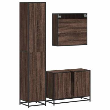 4 Piece Brown Oak Bathroom Furniture Set - Stylish & Durable