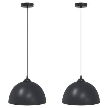 Adjustable E27 Black Pendant Lamps - 2 pcs Ø 30 cm | HipoMarket