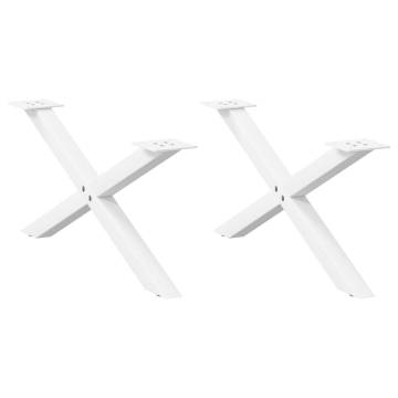 X-Shaped Coffee Table Legs - White Steel | 2 pcs - 70 cm