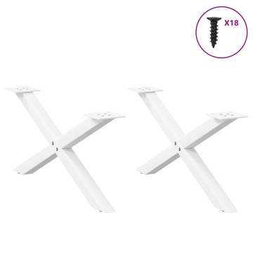 X-Shaped Coffee Table Legs - White Steel | 2 pcs - 70 cm