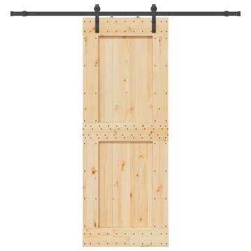 Sliding Door with Hardware Set - Solid Pine 85x210 cm