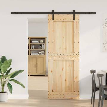 Sliding Door with Hardware Set - Solid Pine 85x210 cm