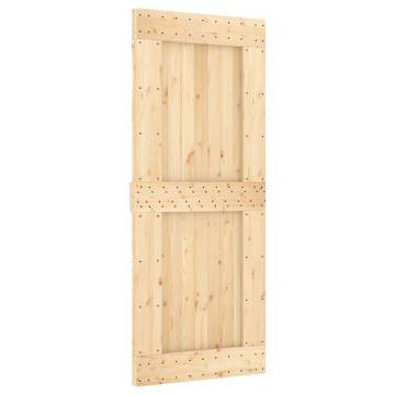 Sliding Door with Hardware Set - Solid Pine 85x210 cm