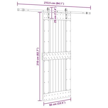 Sliding Door with Hardware Set - Solid Pine 85x210 cm