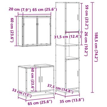 4 Piece Smoked Oak Bathroom Furniture Set | Stylish & Durable