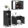  3 Piece Bathroom Furniture Set Black Engineered Wood Colour black Number of 1 