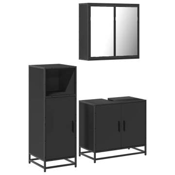 Stylish 3 Piece Bathroom Furniture Set in Black | HipoMarket